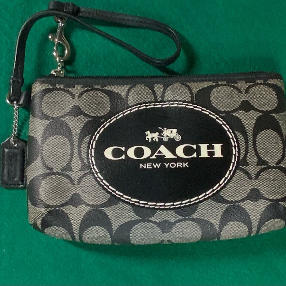 Coach Signature Black and Gray Wristlet
